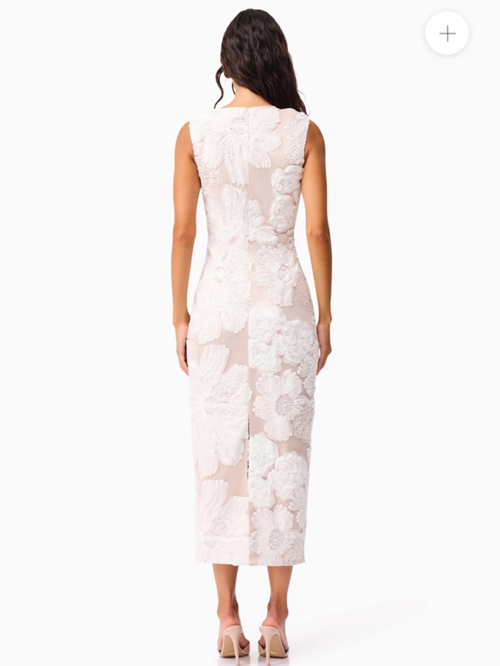 elliatt roxana white 3d floral embroidered mesh lace midi bridal dress medium - Picture 7 of 13